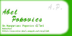 abel popovics business card